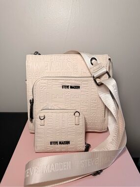 Steve Madden Crossbody Bag Set + Wallet + Mirror | NWT | Vanilla/Cream